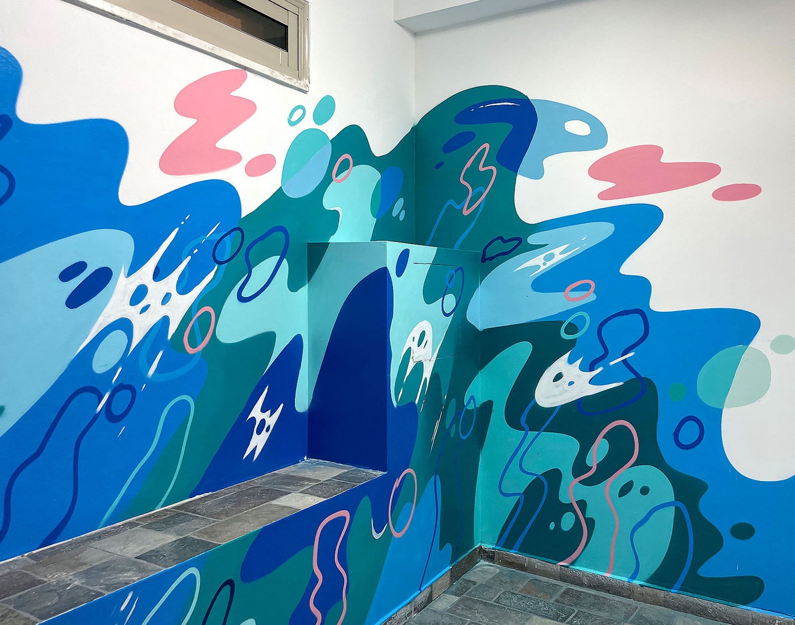 Close-up of the sea-inspired graphic patterns